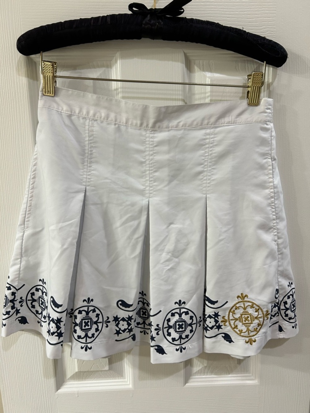 VINTAGE Wilson Tennis Golf Skirt White Large w/ Blue Gold Detail